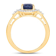 Bids.com 1.70 Carat Genuine Blue Sapphire and White Diamond 14K Yellow Gold Ring Rings White Smoke size 6.00,size 7.00,size 8.00