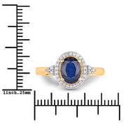 Bids.com 1.70 Carat Genuine Blue Sapphire and White Diamond 14K Yellow Gold Ring Rings White Smoke size 6.00,size 7.00,size 8.00