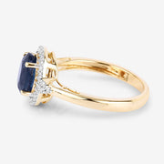 Bids.com 1.70 Carat Genuine Blue Sapphire and White Diamond 14K Yellow Gold Ring Rings White Smoke size 6.00,size 7.00,size 8.00