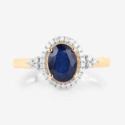 Bids.com 1.70 Carat Genuine Blue Sapphire and White Diamond 14K Yellow Gold Ring Rings White Smoke size 6.00,size 7.00,size 8.00