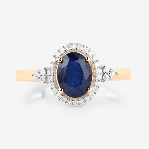 Bids.com 1.70 Carat Genuine Blue Sapphire and White Diamond 14K Yellow Gold Ring Rings White Smoke size 6.00,size 7.00,size 8.00