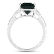Bids.com 6.16 Carat Genuine Green Tourmaline and White Diamond 14K White Gold Ring Rings White Smoke size 6.00,size 7.00,size 8.00,size 9.00