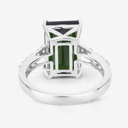 Bids.com 6.16 Carat Genuine Green Tourmaline and White Diamond 14K White Gold Ring Rings White Smoke size 6.00,size 7.00,size 8.00,size 9.00