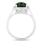 Bids.com 2.64 Carat Genuine Green Tourmaline and White Diamond 14K White Gold Ring Rings White Smoke size 6.00,size 7.00,size 8.00,size 9.00