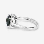 Bids.com 2.64 Carat Genuine Green Tourmaline and White Diamond 14K White Gold Ring Rings White Smoke size 6.00,size 7.00,size 8.00,size 9.00