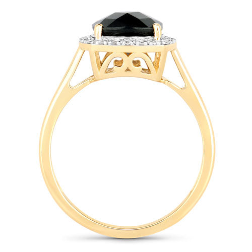 Bids.com 2.64 Carat Genuine Green Tourmaline and White Diamond 14K Yellow Gold Ring Rings White Smoke size 6.00,size 7.00,size 8.00,size 9.00