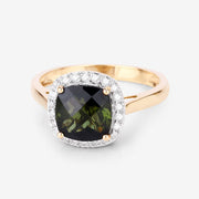 Bids.com 2.64 Carat Genuine Green Tourmaline and White Diamond 14K Yellow Gold Ring Rings White Smoke size 6.00,size 7.00,size 8.00,size 9.00