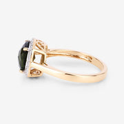 Bids.com 2.64 Carat Genuine Green Tourmaline and White Diamond 14K Yellow Gold Ring Rings White Smoke size 6.00,size 7.00,size 8.00,size 9.00