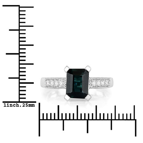 Bids.com 1.91 Carat Genuine Green Tourmaline and White Diamond 14K White Gold Ring Rings White Smoke size 6.00,size 7.00,size 8.00,size 9.00