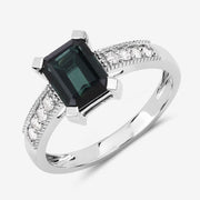Bids.com 1.91 Carat Genuine Green Tourmaline and White Diamond 14K White Gold Ring Rings White Smoke size 6.00,size 7.00,size 8.00,size 9.00