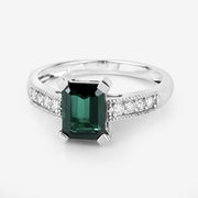 Bids.com 1.91 Carat Genuine Green Tourmaline and White Diamond 14K White Gold Ring Rings Lavender size 6.00,size 7.00,size 8.00,size 9.00