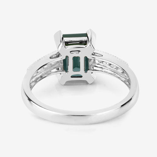 Bids.com 1.91 Carat Genuine Green Tourmaline and White Diamond 14K White Gold Ring Rings White Smoke size 6.00,size 7.00,size 8.00,size 9.00