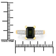 Bids.com 1.91 Carat Genuine Green Tourmaline and White Diamond 14K Yellow Gold Ring Rings White Smoke size 6.00,size 7.00,size 8.00,size 9.00