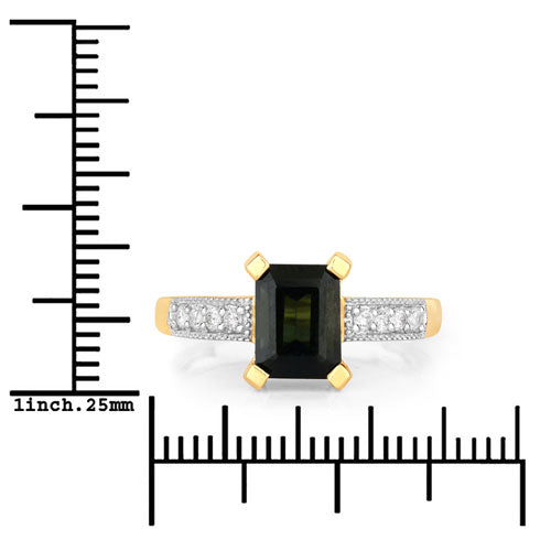 Bids.com 1.91 Carat Genuine Green Tourmaline and White Diamond 14K Yellow Gold Ring Rings White Smoke size 6.00,size 7.00,size 8.00,size 9.00