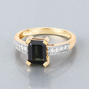 Bids.com 1.91 Carat Genuine Green Tourmaline and White Diamond 14K Yellow Gold Ring Rings Gray size 6.00,size 7.00,size 8.00,size 9.00
