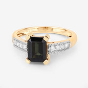 Bids.com 1.91 Carat Genuine Green Tourmaline and White Diamond 14K Yellow Gold Ring Rings White Smoke size 6.00,size 7.00,size 8.00,size 9.00