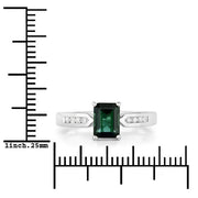 Bids.com 1.19 Carat Genuine Green Tourmaline and White Diamond 14K White Gold Ring Rings White Smoke size 6.00,size 7.00,size 8.00,size 9.00