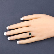 Bids.com 1.19 Carat Genuine Green Tourmaline and White Diamond 14K White Gold Ring Rings Peach Puff size 6.00,size 7.00,size 8.00,size 9.00