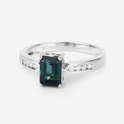 Bids.com 1.19 Carat Genuine Green Tourmaline and White Diamond 14K White Gold Ring Rings Lavender size 6.00,size 7.00,size 8.00,size 9.00