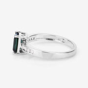 Bids.com 1.19 Carat Genuine Green Tourmaline and White Diamond 14K White Gold Ring Rings Lavender size 6.00,size 7.00,size 8.00,size 9.00