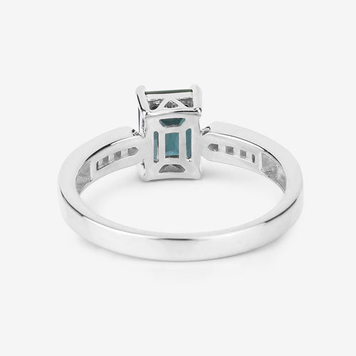 Bids.com 1.19 Carat Genuine Green Tourmaline and White Diamond 14K White Gold Ring Rings White Smoke size 6.00,size 7.00,size 8.00,size 9.00