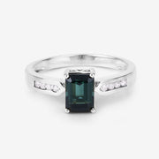 Bids.com 1.19 Carat Genuine Green Tourmaline and White Diamond 14K White Gold Ring Rings Lavender size 6.00,size 7.00,size 8.00,size 9.00