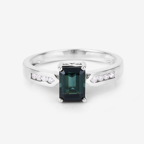 Bids.com 1.19 Carat Genuine Green Tourmaline and White Diamond 14K White Gold Ring Rings Lavender size 6.00,size 7.00,size 8.00,size 9.00