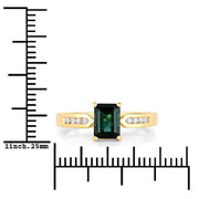Bids.com 1.19 Carat Genuine Green Tourmaline and White Diamond 14K Yellow Gold Ring Rings White Smoke size 6.00,size 7.00,size 8.00,size 9.00