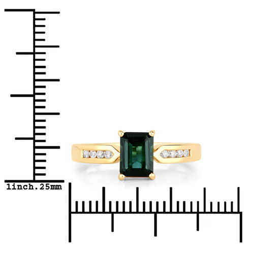 Bids.com 1.19 Carat Genuine Green Tourmaline and White Diamond 14K Yellow Gold Ring Rings White Smoke size 6.00,size 7.00,size 8.00,size 9.00