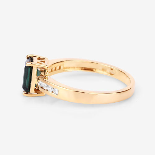 Bids.com 1.19 Carat Genuine Green Tourmaline and White Diamond 14K Yellow Gold Ring Rings White Smoke size 6.00,size 7.00,size 8.00,size 9.00