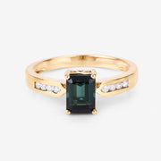 Bids.com 1.19 Carat Genuine Green Tourmaline and White Diamond 14K Yellow Gold Ring Rings White Smoke size 6.00,size 7.00,size 8.00,size 9.00