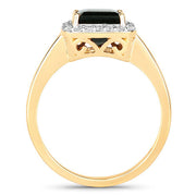 Bids.com 3.02 Carat Genuine Green Tourmaline and White Diamond 14K Yellow Gold Ring Rings White Smoke size 6.00,size 7.00,size 8.00,size 9.00
