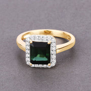 Bids.com 3.02 Carat Genuine Green Tourmaline and White Diamond 14K Yellow Gold Ring Rings Light Slate Gray size 6.00,size 7.00,size 8.00,size 9.00