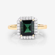 Bids.com 3.02 Carat Genuine Green Tourmaline and White Diamond 14K Yellow Gold Ring Rings Lavender size 6.00,size 7.00,size 8.00,size 9.00