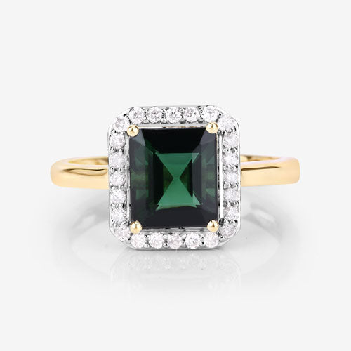 Bids.com 3.02 Carat Genuine Green Tourmaline and White Diamond 14K Yellow Gold Ring Rings Lavender size 6.00,size 7.00,size 8.00,size 9.00
