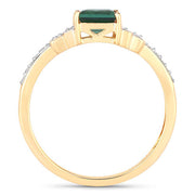 Bids.com 0.72 Carat Genuine Green Tourmaline and White Diamond 14K Yellow Gold Ring Rings White Smoke size 6.00,size 7.00,size 8.00,size 9.00