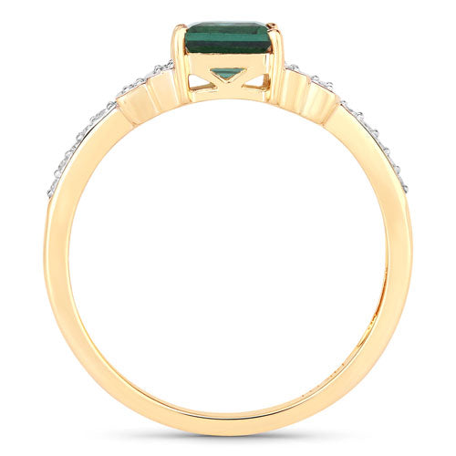 Bids.com 0.72 Carat Genuine Green Tourmaline and White Diamond 14K Yellow Gold Ring Rings White Smoke size 6.00,size 7.00,size 8.00,size 9.00