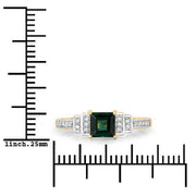 Bids.com 0.72 Carat Genuine Green Tourmaline and White Diamond 14K Yellow Gold Ring Rings White Smoke size 6.00,size 7.00,size 8.00,size 9.00