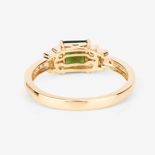 Bids.com 0.72 Carat Genuine Green Tourmaline and White Diamond 14K Yellow Gold Ring Rings White Smoke size 6.00,size 7.00,size 8.00,size 9.00