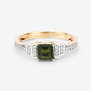 Bids.com 0.72 Carat Genuine Green Tourmaline and White Diamond 14K Yellow Gold Ring Rings Lavender size 6.00,size 7.00,size 8.00,size 9.00