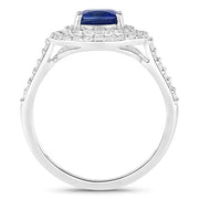 Bids.com 1.96 Carat Genuine Blue Sapphire and White Diamond 18K White Gold Ring Rings White Smoke size 6.00,size 7.00,size 8.00,size 9.00