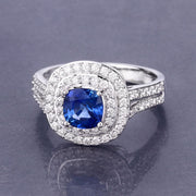Bids.com 1.96 Carat Genuine Blue Sapphire and White Diamond 18K White Gold Ring Rings Dim Gray size 6.00,size 7.00,size 8.00,size 9.00