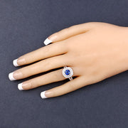 Bids.com 1.96 Carat Genuine Blue Sapphire and White Diamond 18K White Gold Ring Rings Dark Slate Gray size 6.00,size 7.00,size 8.00,size 9.00