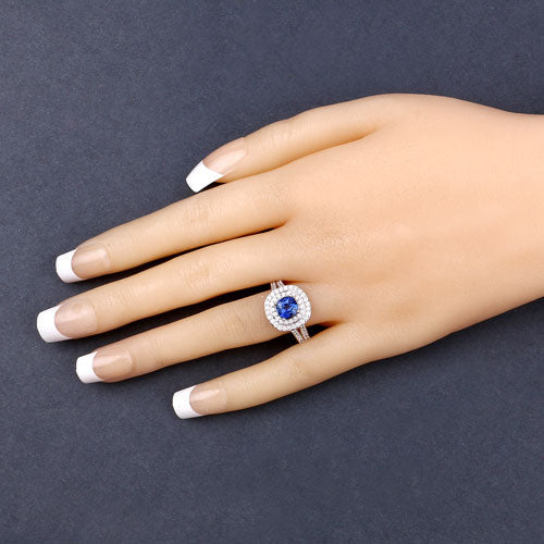 Bids.com 1.96 Carat Genuine Blue Sapphire and White Diamond 18K White Gold Ring Rings Dark Slate Gray size 6.00,size 7.00,size 8.00,size 9.00