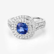 Bids.com 1.96 Carat Genuine Blue Sapphire and White Diamond 18K White Gold Ring Rings Light Gray size 6.00,size 7.00,size 8.00,size 9.00