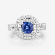Bids.com 1.96 Carat Genuine Blue Sapphire and White Diamond 18K White Gold Ring Rings Light Gray size 6.00,size 7.00,size 8.00,size 9.00