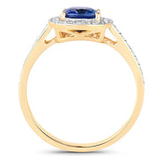 Bids.com 1.31 Carat Genuine Blue Sapphire and White Diamond 18K Yellow Gold Ring Rings White Smoke size 6.00,size 7.00,size 8.00,size 9.00
