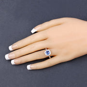 Bids.com 1.31 Carat Genuine Blue Sapphire and White Diamond 18K Yellow Gold Ring Rings Dark Slate Gray size 6.00,size 7.00,size 8.00,size 9.00