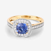 Bids.com 1.31 Carat Genuine Blue Sapphire and White Diamond 18K Yellow Gold Ring Rings Light Gray size 6.00,size 7.00,size 8.00,size 9.00