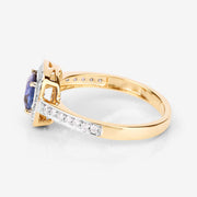 Bids.com 1.31 Carat Genuine Blue Sapphire and White Diamond 18K Yellow Gold Ring Rings White Smoke size 6.00,size 7.00,size 8.00,size 9.00